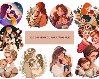 Muttertag Clipart, Mutter-Tochter-Clipart, kommerzielle Nutzung, digitale Clipart PNG, sofortiger digitaler Download, Mutter Clipart, Mama Clipart