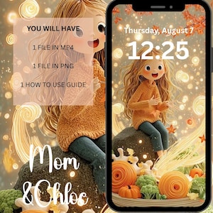 Autumn Girl Live Wallpaper | Cute Pasta and Veggie Scene | 5s MP4 Loop | Cozy Fall Animated Phone Background