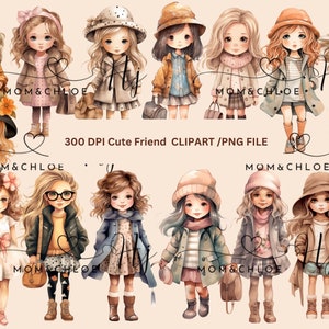 15Kleine Mädchen Clipart PNG, Mädchen Mode Illustration digitale Kunst, Kinder Clipart, Mode Clipart, Mädchen niedlich Clipart, DIY, sofortiger download