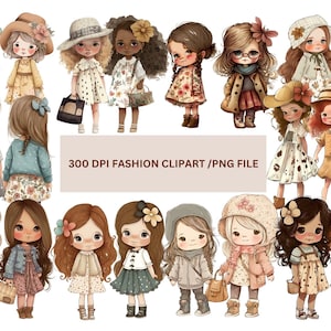 Kleines Mädchen Beste Freunde Clipart PNG, Schwestern Clipart, Kinder ClipArt, Mode Illustration digitale Kunst, sofortiger Download, kommerzielle kostenlos