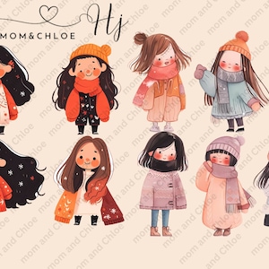 15PNG clipart bambina, arte digitale illustrazione ragazza, clipart per bambini, adesivo pronto per la stampa, clipart carina per ragazze, fai da te, download immediato