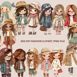 Clipart de melhores amigas de menina PNG, clipart de irmãs, clipart de crianças, arte digital de ilustração de moda de menina, download instantâneo,