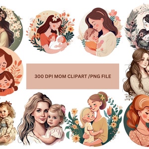 Mother’s Day clipart, mother-daughter clipart, Commercial Use, Digital clipart PNG, Instant Digital Download,Mother Clipart