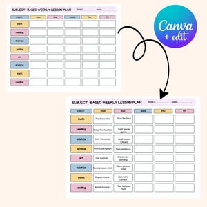 4 Editable Weekly + Daily Teacher Lesson Plan Bundle | Canva Template ...