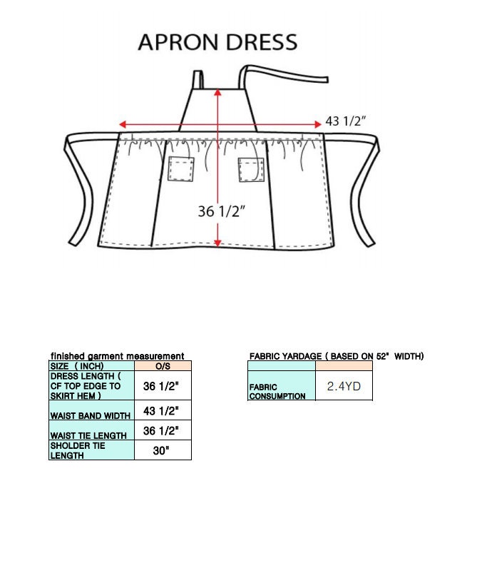 Apron PDF Sewing Pattern, Dress Sewing Patter, Apron Dress Sewing ...