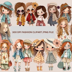 Kleines Mädchen Beste Freunde Clipart PNG, Schwestern Clipart, Familie Clipart, kleine Mädchen Mode Illustration digitale Kunst, sofortiger Download,