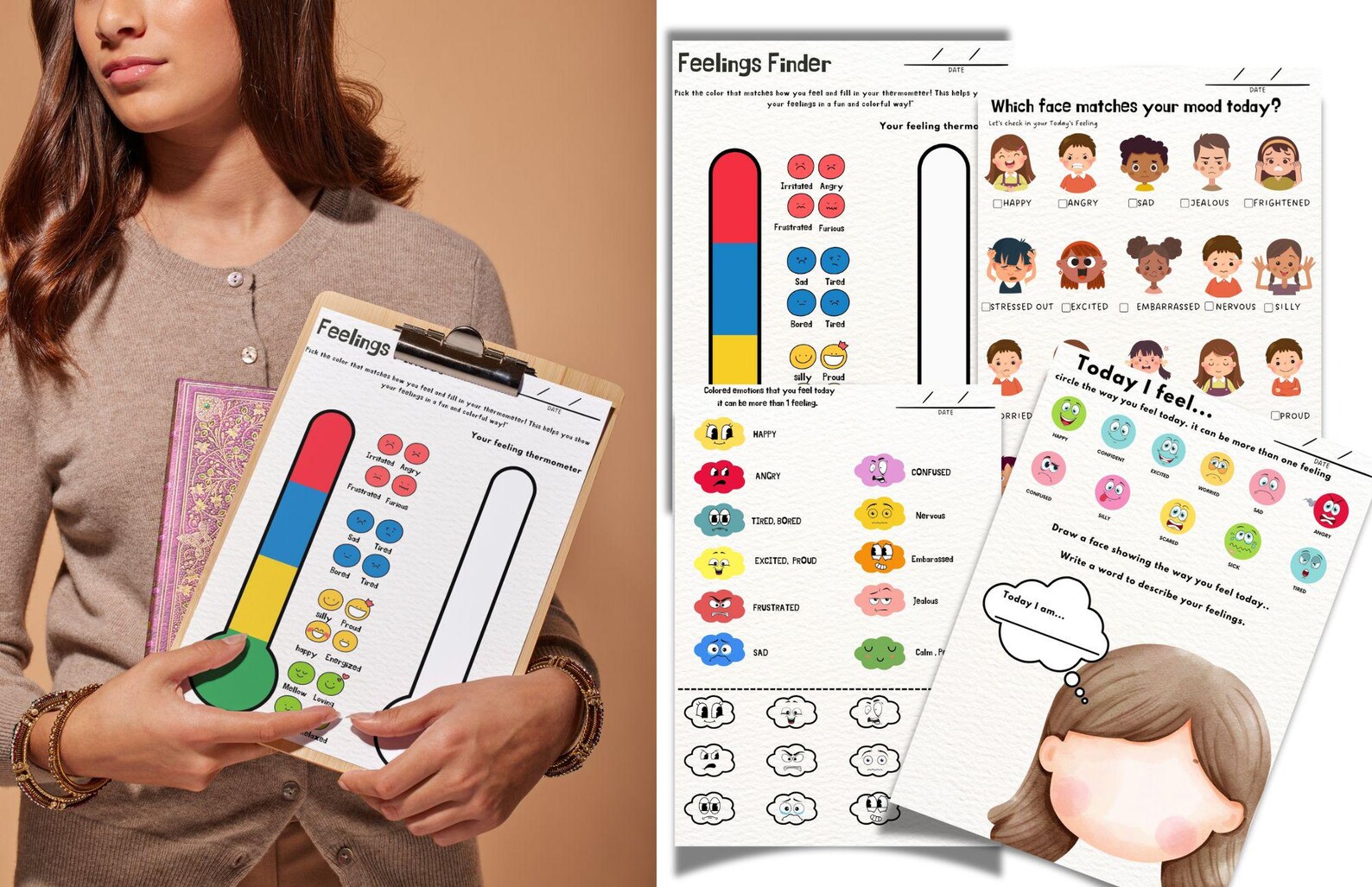 11 Feeling Emotions Emoji Check in Printable Worksheet for Kids ...