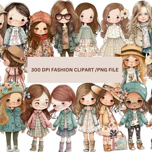 Klein meisje beste vrienden clipart PNG, zusters clipart, familie clipart, klein meisje mode illustratie digitale kunst, instant download,