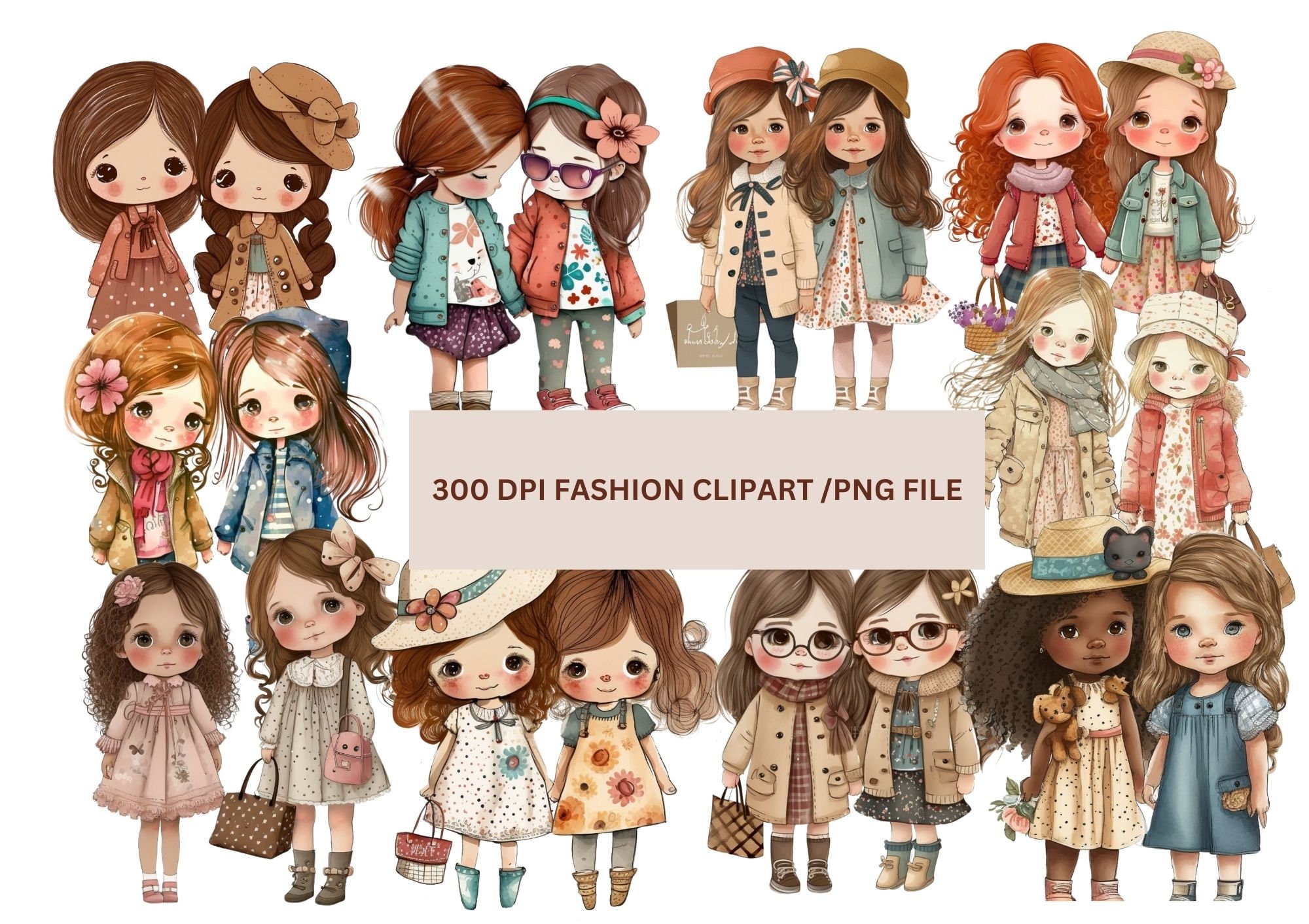 Little Girl Best Friends Clipart PNG, Sisters Clipart, Family Clipart ...