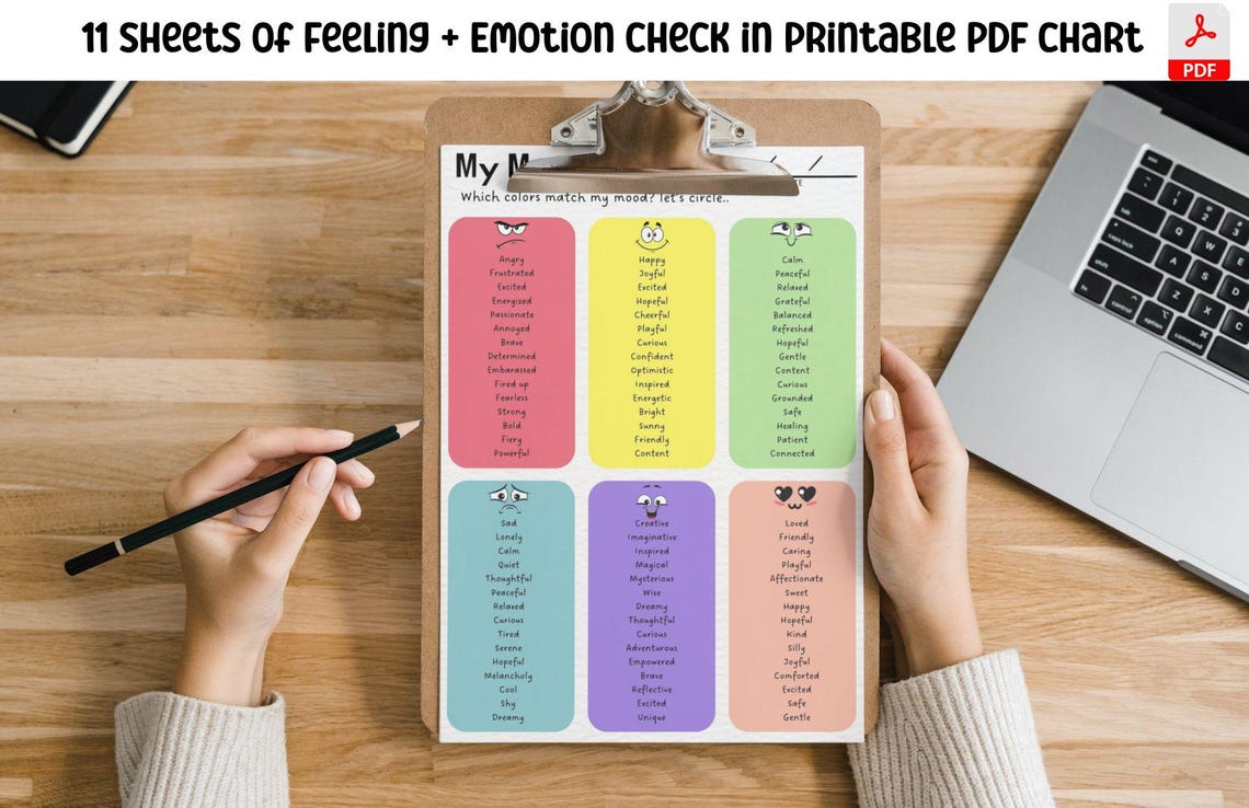 11 Feeling Emotions Emoji Check in Printable Worksheet for Kids ...