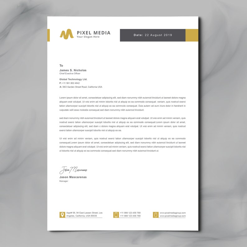 Letterhead Template Word Editable Pdf Printable Business Etsy