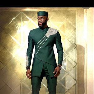 Sammy African men suit, African men fashion, bespoke suit for men, African groom's suit, African men wedding suit