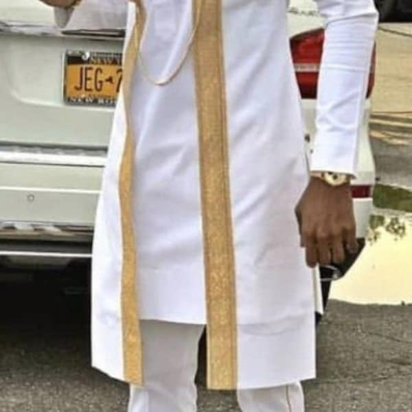 Real African men kaftan/latest 3-pieces African men clothing/African men Wedding outfit/Prom dress/Groom suit/