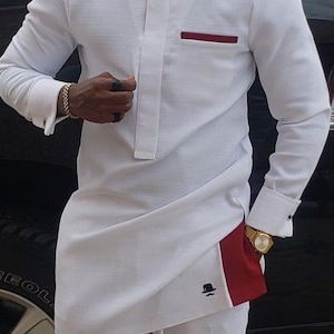 Item 013_ Fola African men clothing, 2piece Kaftan shirt and pants| Wedding suit| Grooms men suit|Groom suit|Dashiki|Men&#39;s apparel
