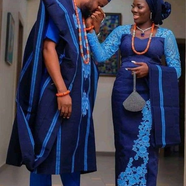 Aso Oke (Ofi) Complete Nigerian Traditional outfit for couple/wedding and Engagement outfit/couples traditional outfit/African couple outfit