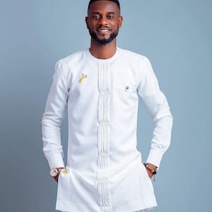Item 012_ African men clothing, 2piece Kaftan shirt and pants| Wedding suit| Grooms men suit|Groom suit|Dashiki|Senator wear|Men&#39;s apparel