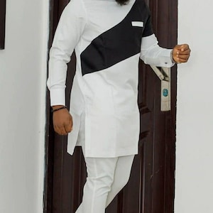 Wole African men shirt and matching pant set/African clothing/African men clothing/African men shirt/dashiki/tunic shirt/prom/groom suit