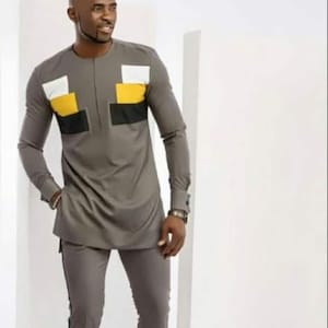 Toriola men&#39;s clothing, 2 piece shirt and pants, men attire, wedding dress, groom&#39;s suit, prom dress, groomsmen outfit, senator wear, Kaftan
