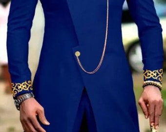 Telu African men prom suit, African men fashion, bespoke suit for men, African groom&#39;s suit, African men wedding suit