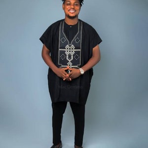 African men 2pcs Embroidery Clothing/ Dashiki/ Kaftan Long Pants Men Clothes Sets