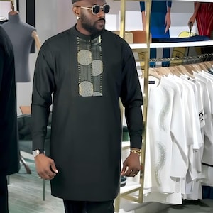 2pcs men sets with hat, cotton fabric,different sizes, African men clothing, men&#39;s attire, wears, designer shirt and pants, men fashion