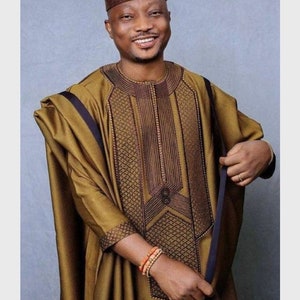 Boma African agbada. 3 Piece/ African clothing for men/wedding suit/prom dress/ groom suit/dashiki