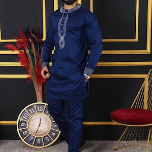 Sammy African suit for men/ short sleeve casual shirt and pants/2piece outfit/ wedding suit/groomsmen outfit