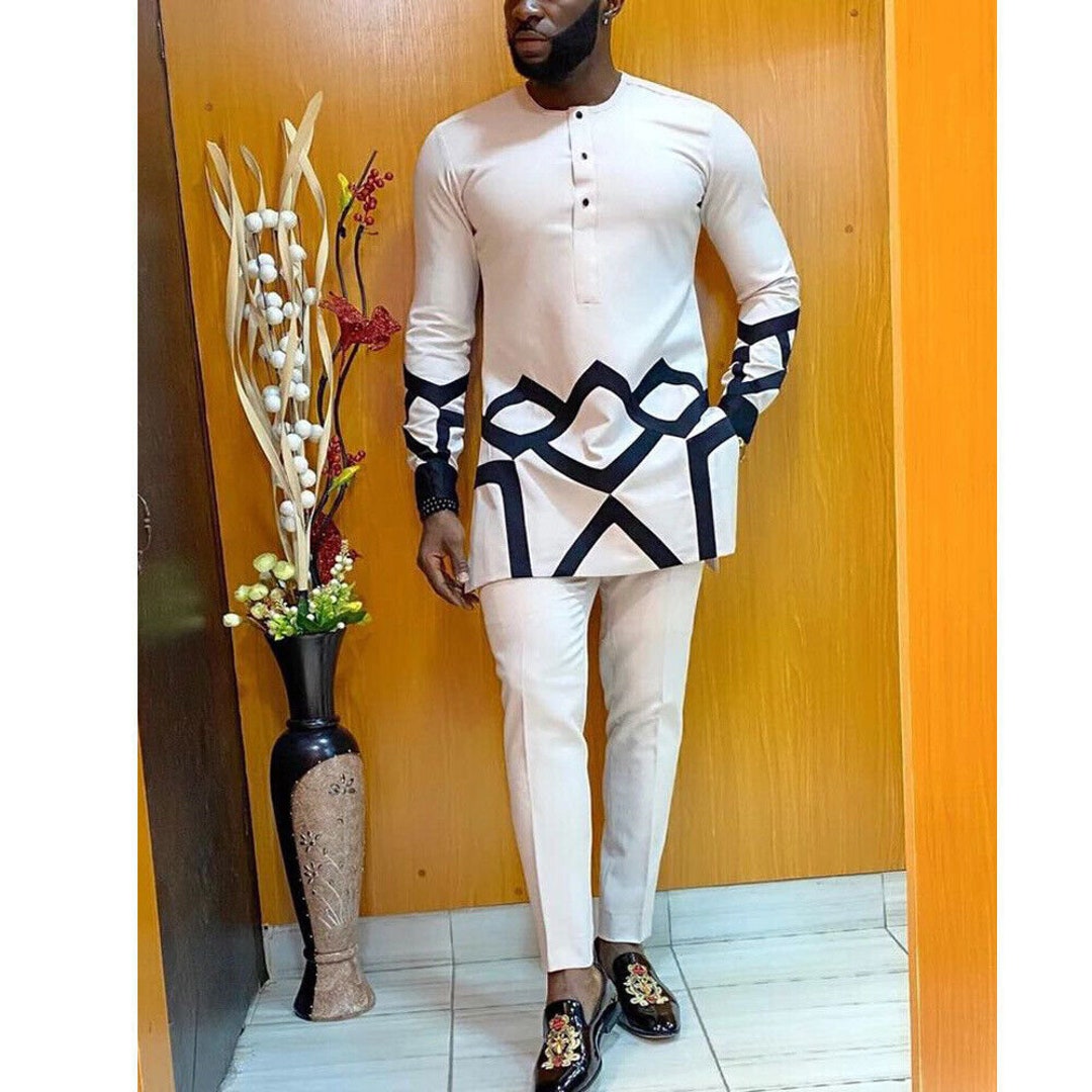 Men’s African 2-Piece Bazin Suit – Blazer & Pants Set for Weddings M250112
