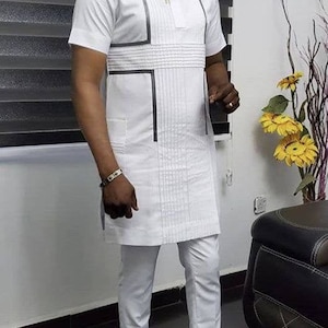 Toyese African men shirt and matching pant set/African clothing/African men clothing/African men shirt/dashiki/tunic shirt/prom/groom suit
