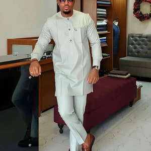Asiwaju 2pcs African men Kaftan/ Groomsmen suit/Groom suit/Prom Dress/African senator dress