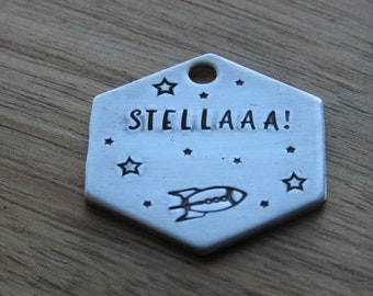 rocket shaped dog tag