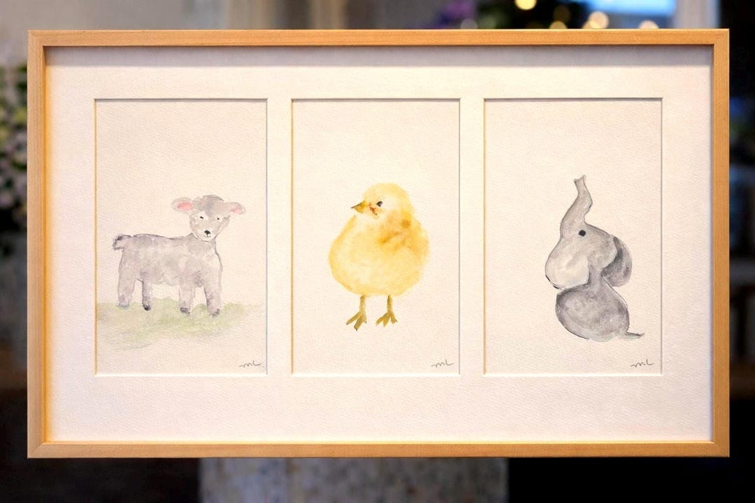 Hand-painted Baby Animal Watercolor Set | Nursery Decor (5x7) - Etsy