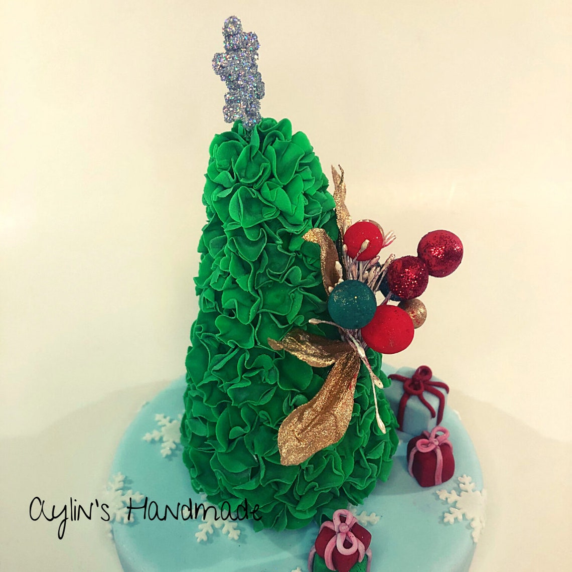 Fondant Christmas Tree Cake Topper Gum Paste New Year Tree Etsy
