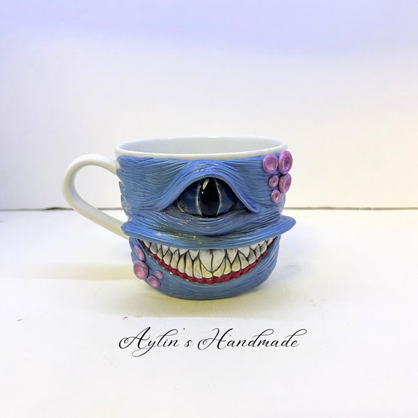 Handmade 3D Polymer Clay Decorated Cereal Cup, Scary Halloween Coffee Mug, Caneca Venom Decorated Flower Pot, Unique Personalize Teacup Gift