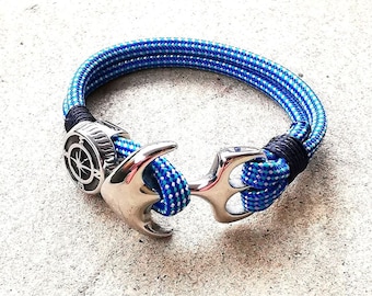 Anchor rope paracord waterproof diving bracelet, Sailor Nautical adventure Bracelet, Surfer Jewelry, Men bracelet, gift for him