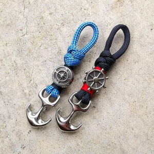 Anker charme sleutelhanger lanyard, Sailer nautische sleutelhanger, edc versnelling, zilveren charme accessoires, autosleutel accessoires