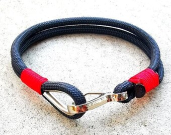 Nautical rope carabiner bracelet, minimalistic paracord bracelet with thimble, climbing surfing adventure bracelet, outdoor bracelet