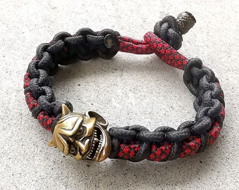 Pulsera japonesa de samurái con máscara Oni Hannya, pulsera tradicional japonesa de estilo anime demonio, pulsera de cosplay, pulsera de paracord