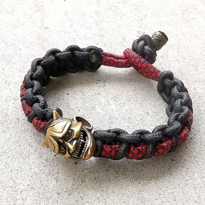 Japanese hannya Oni Mask Samurai Bracelet , Traditional Japanese Devil Anime Style Bracelet, Cosplay Bracelet , Paracord Bracelet