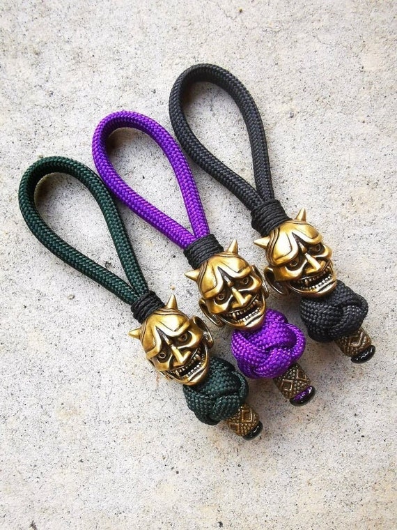 Japanese Oni Mask Keychain Hannya Mask Paracord Knife & Key Etsy
