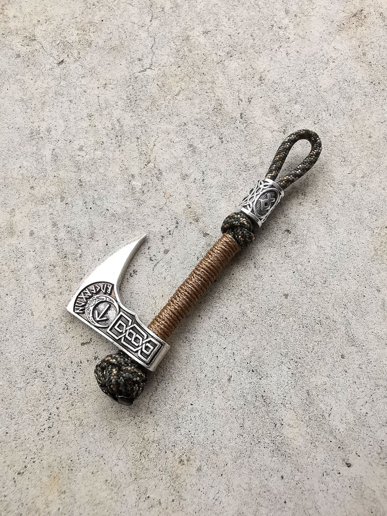 Viking Axe Keychain Celtic Knot Scandinavian Key Fob Lanyard Etsy