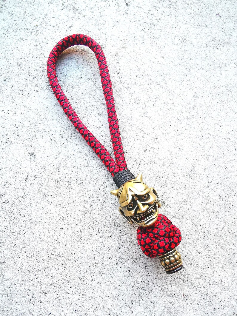 Japanese Oni Mask Keychain Hannya Mask Paracord Knife & Key Etsy