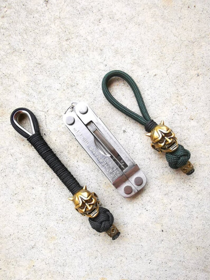 Japanese Oni Mask Keychain Hannya Mask Paracord Knife & Key Etsy
