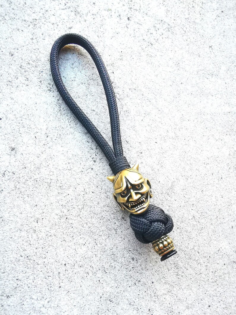 Japanese Oni Mask Keychain Hannya Mask Paracord Knife & Key Etsy