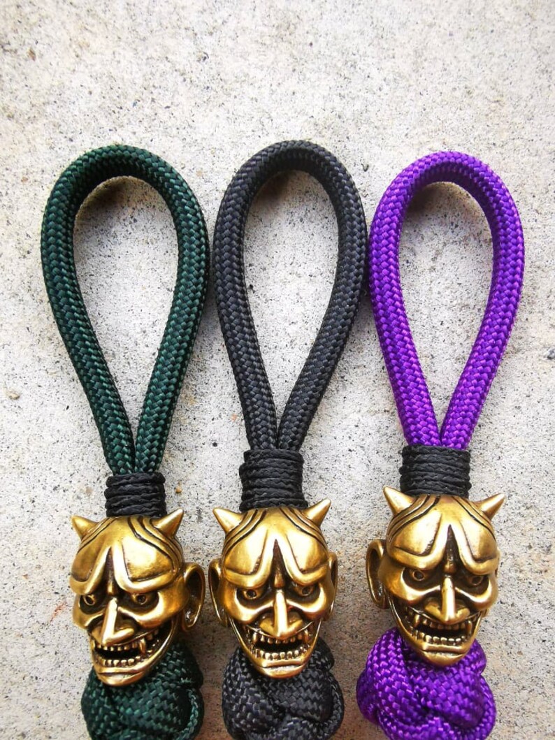 Japanese Oni Mask Keychain Hannya Mask Paracord Knife & Key Etsy