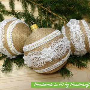 Boule de Noël, lot de 4, rustique, faite main, scandinave