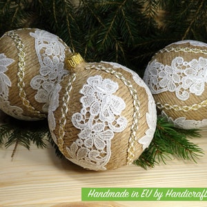 Adorno navideño para árbol de Navidad, 4 piezas, rústico