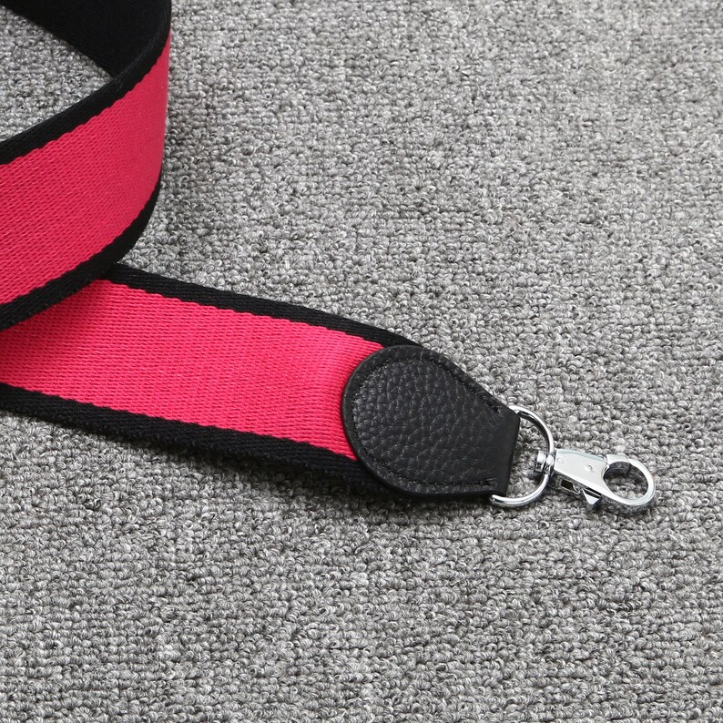 2 Wide Bi-color BlackRed Canvas Shoulder Strap Crossbody Bag Purse Handbag Straps Replacement Bag Strap