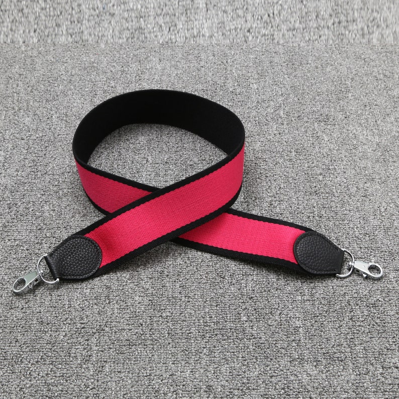 2 Wide Bi-color BlackRed Canvas Shoulder Strap Crossbody Bag Purse Handbag Straps Replacement Bag Strap