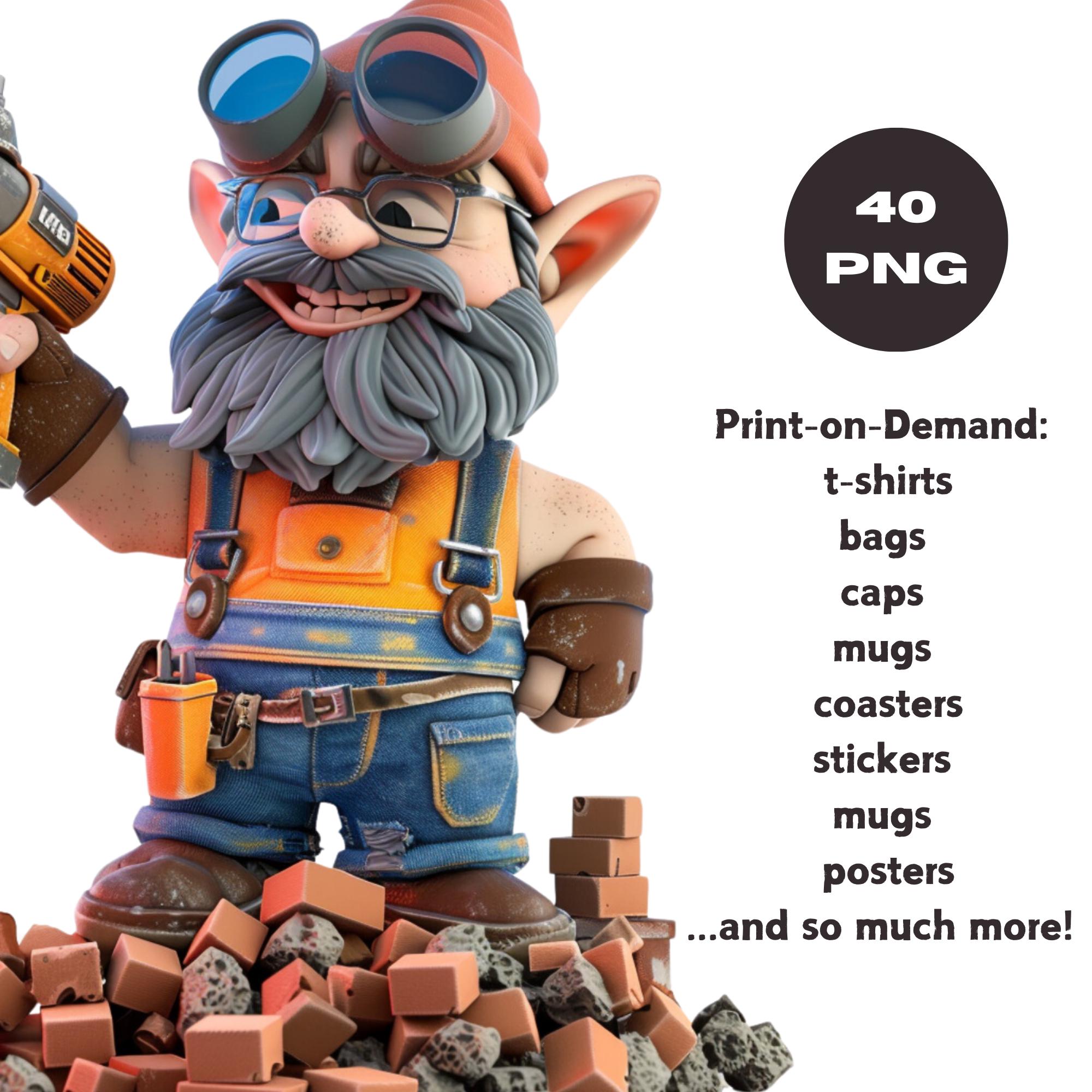 40 Construction Gnome PNG Cliparts Adorable Builder Gnomes With Tools ...